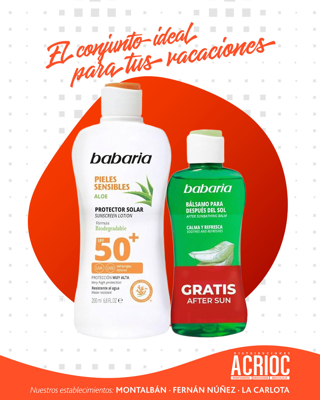 Pack Solar Babaria SPF 50 y After Sun Aloe Vera