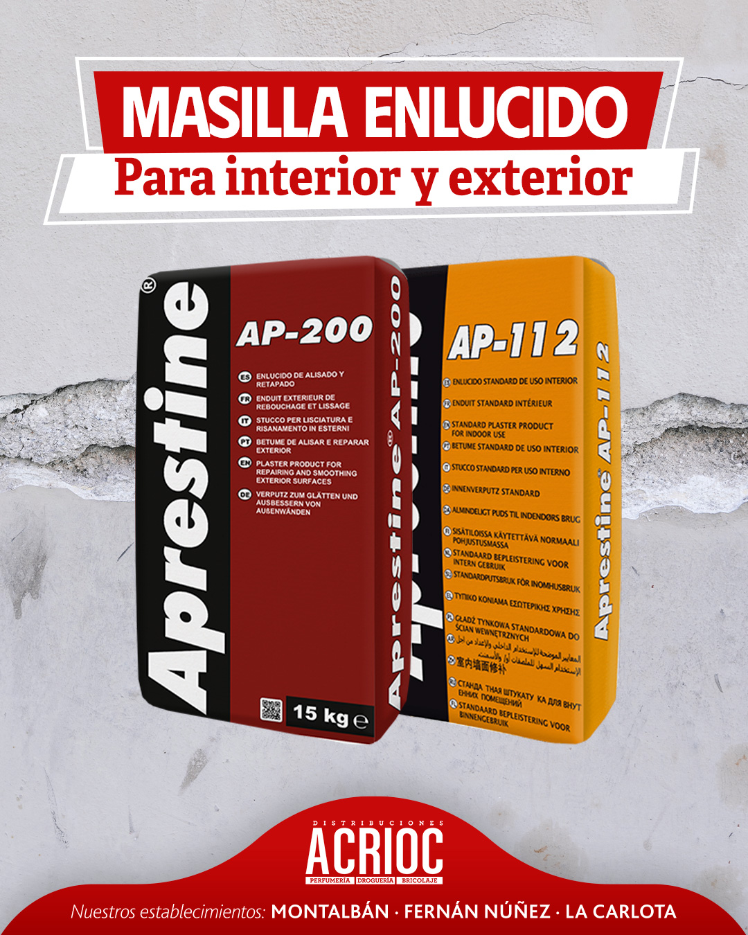 Masilla para enlucir APRESTINE