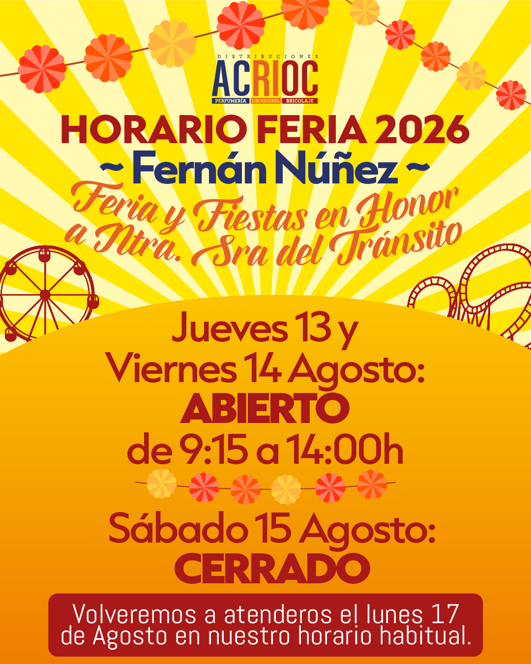 Horario establecimiento Fernán Núñez