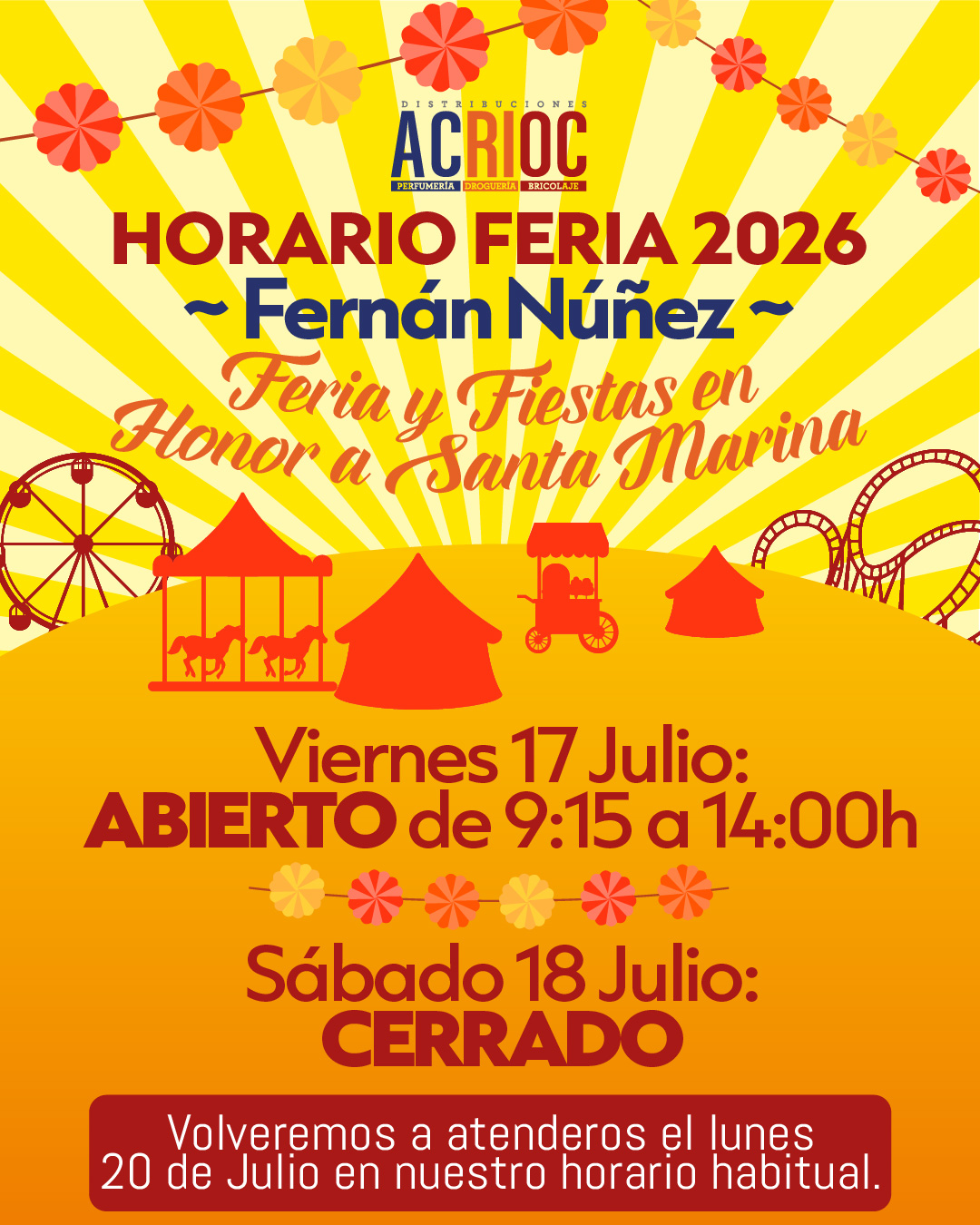 Horario especial Feria Fernán Núñez