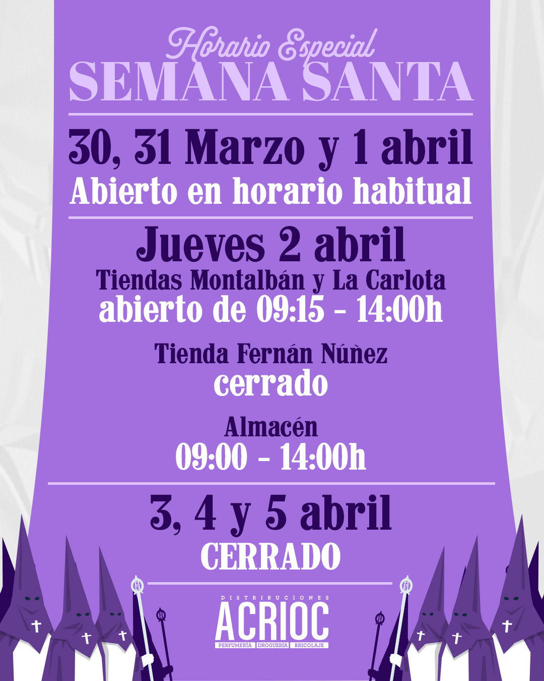 Horario Especial "Semana Santa 2026"