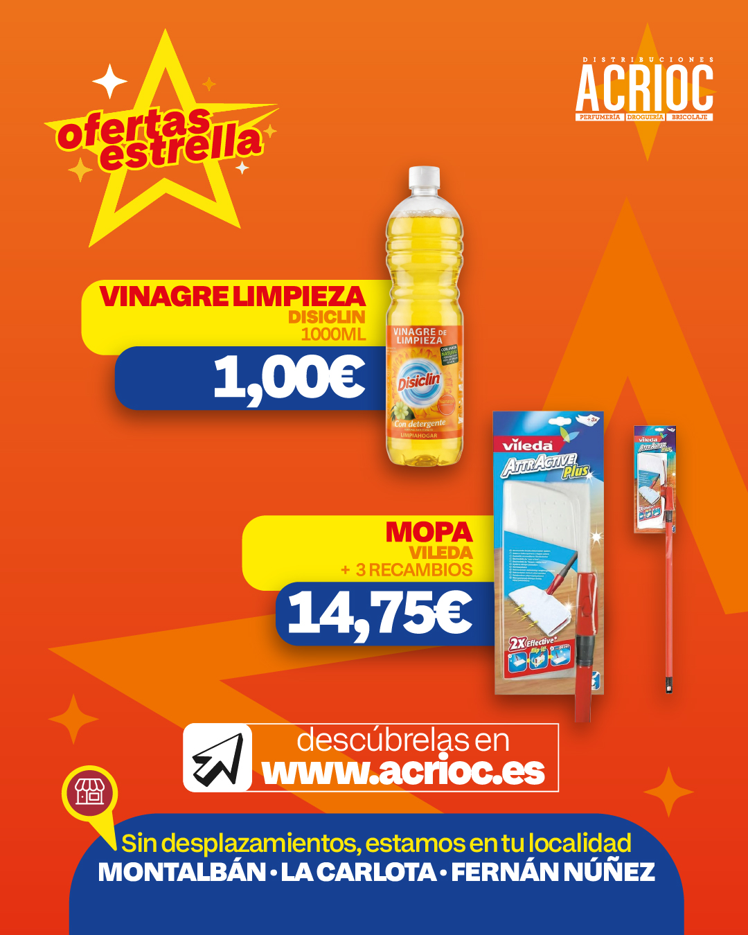 Vinagre DISICLIN y mopa VILEDA en oferta