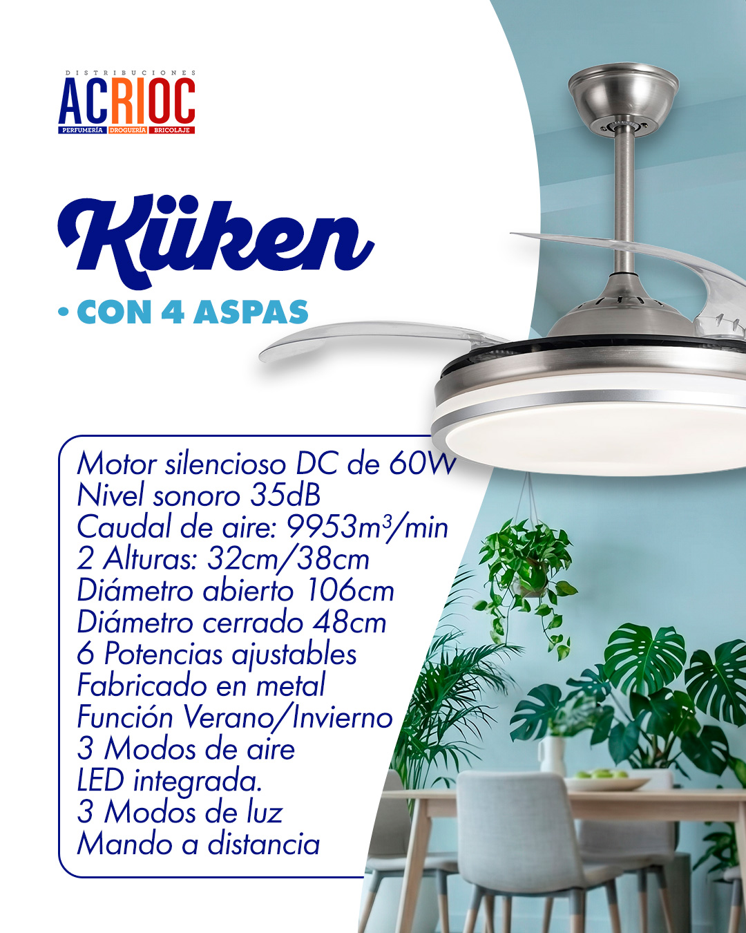 Ventilador KÜKEN · 4 aspas