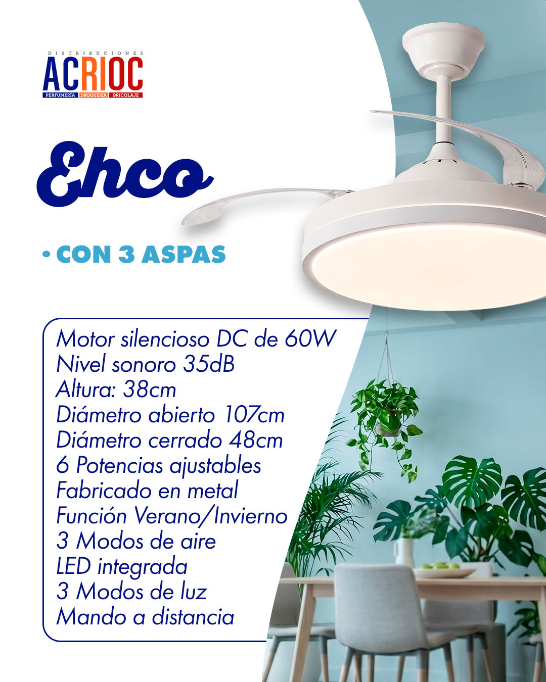 ventilador de techo EHCO 7032 WH